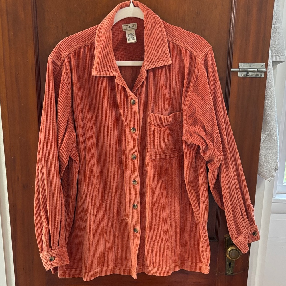 L.L. Bean Men's Casual Corduroy Shirt - Warm Orange
